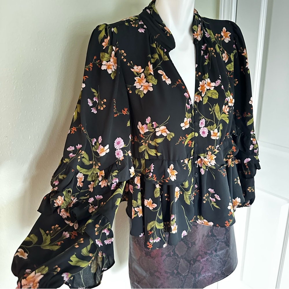 Ted Baker Black Floral Blouse - Picture 3 of 4
